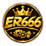 ER666 Game golden logo with crown and casino gaming icons